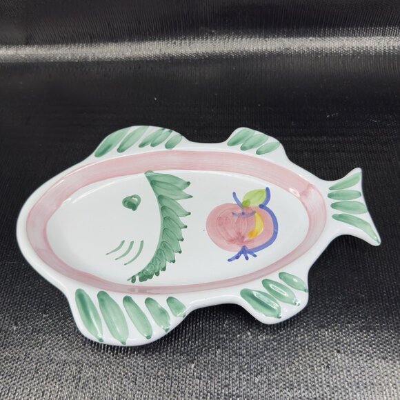 Vintage Italian Caleca Pottery Fish Shaped Dish Plate Container Hand Painted VTG - Picture 8 of 11